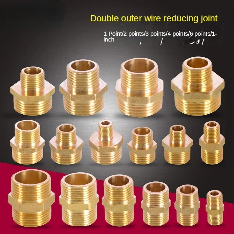 Brass Pipe Hexagonal Connector Quick Connector 1/8 1/4 3/8 1/2 3/4 1 BSP Male To Male Thread Water-Oil Pneumatic Connector