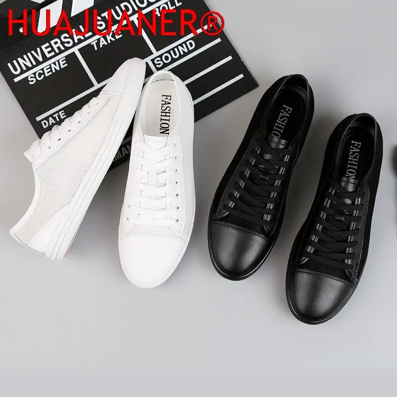 Men Shoes Casual Summer Sneakers Genuine Leather Elegantes Outdoor Shoes Light Breathable Mesh Flats Fashion Hollow Out Footwear