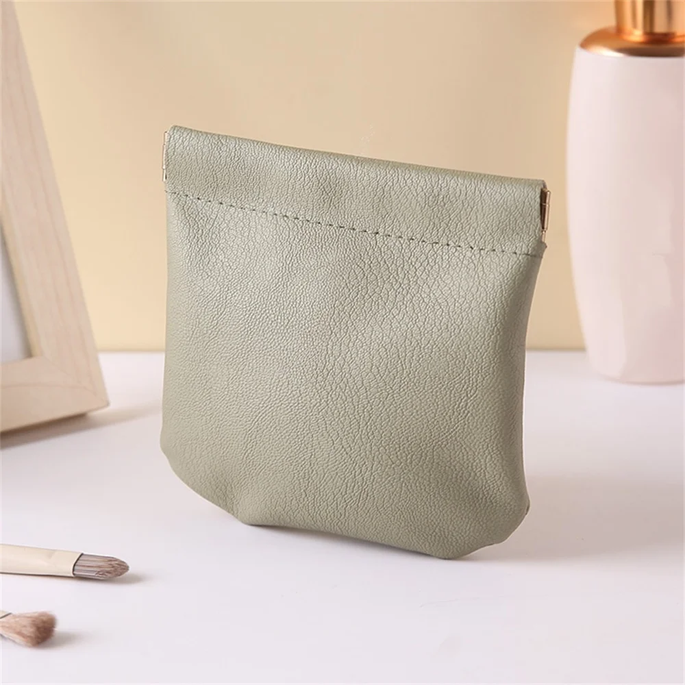 Mini Lipstick Jewelry Cosmetic Bag Women Portable Automatic Closing Makeup Storage Bag PU Leather Pouch Earphone Coin Handbag