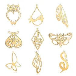 10pcs/lot Stainless Steel Snake DIY Jewelry Charms Wholesale Animal Butterfly Necklace Making Pendant Never Fade Top Quality