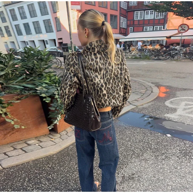 Damen Kurzjacken mit Leopardenmuster, Stehkragen, Froschknöpfen, Kunstpelzmäntel, Herbst, Damen, Langarm, Paneel-Design, Kurze Neue Oberbekleidung – Detail 22
