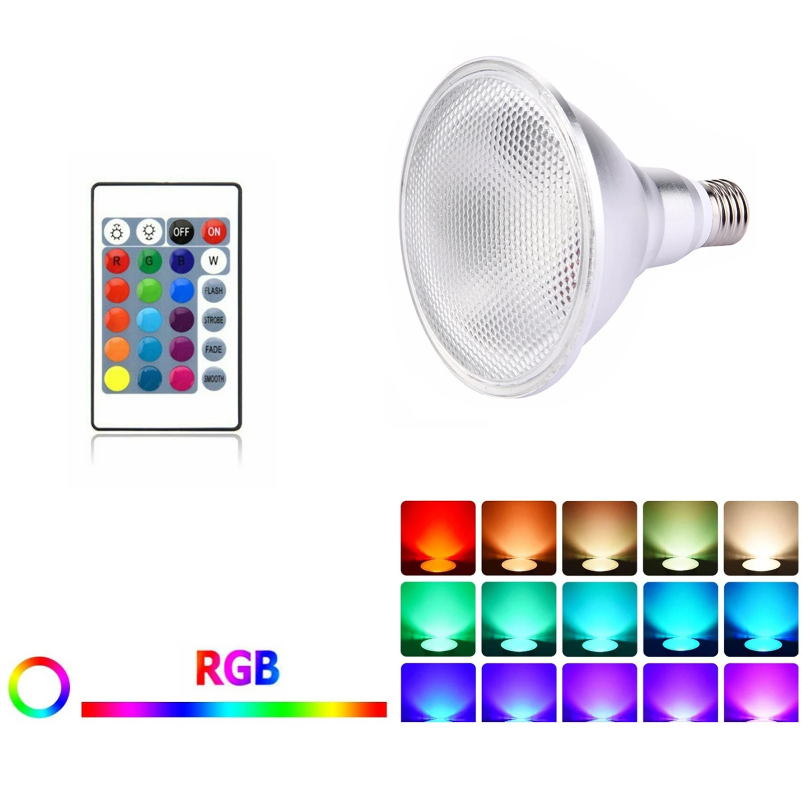 15w 25w E27 Dimmable Rgb Par30 Par38 Lamp Room With remote Lamps Par Smd 2835 Waterproof Stage Multicolored Super Ac 85-265v Led