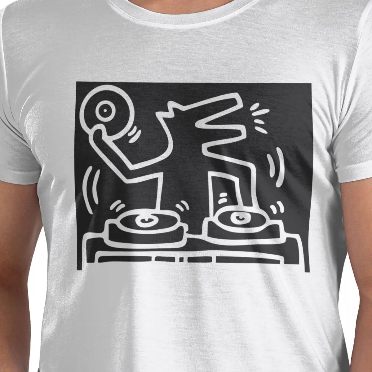 

Dj Dog Kieth Animal Haring White 100% Cotton T-Shirt Men's Classic T Shirts Men Crew Neck Short Sleeve S-6XL