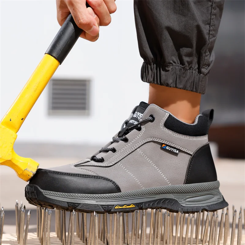 Fashion Men's Protective Boots Steel Toe Cap Indestructible Safety Work Shoes Sneakers Anti Smashing Construction Male Footwear