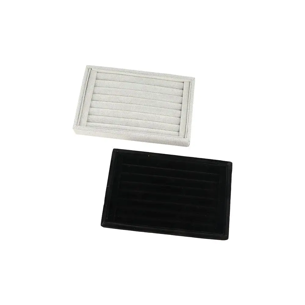 

Leather Earings Trays Velvet For Women Rectangle Rings Displays Case Korean Gift Box Jewelry Show Box Jewelry Packaging Storage