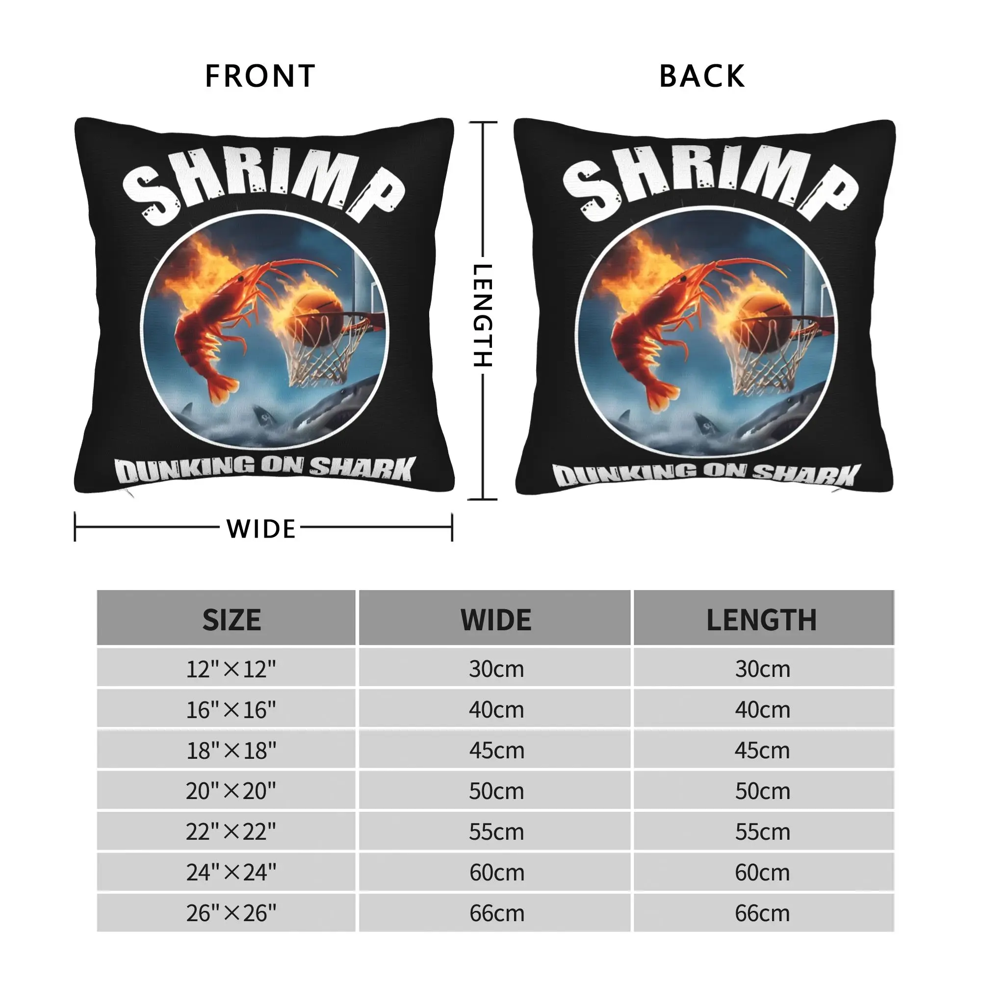 Shrimp Dunking On Shark Basketball Pillow Case  Morden Pillow Cover Comfy Pillowcases For Sofa Bedroom Home Decor