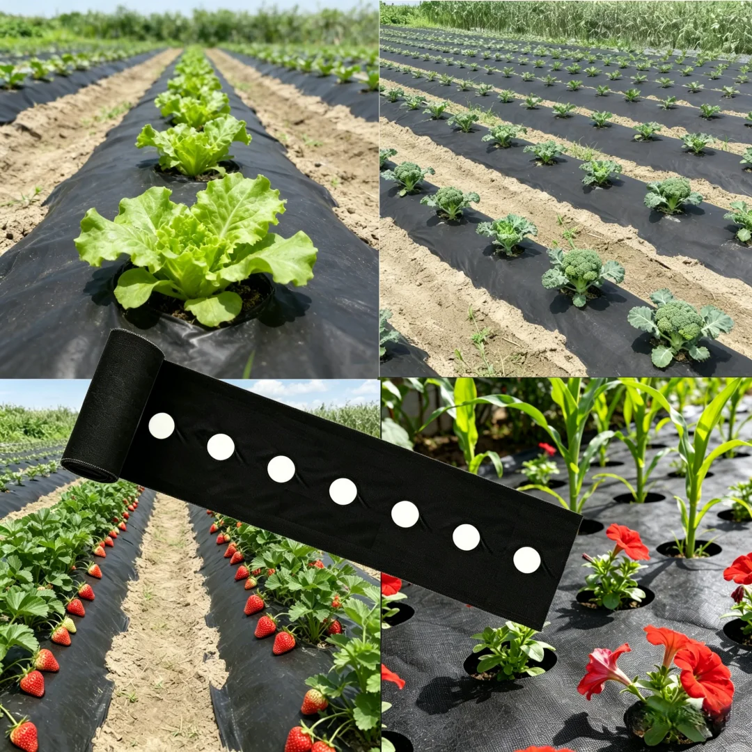 Heavy-Duty Black Perforated Weed Barrier Fabric Use in Vegetable Gardens Flower Beds Greenhouses,Water-Permeable Breathable