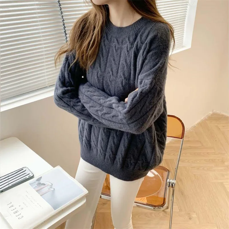 Women's Loose Crew Neck Top Outer Wear New Lazy Wind Bottoming Sweater Fashion