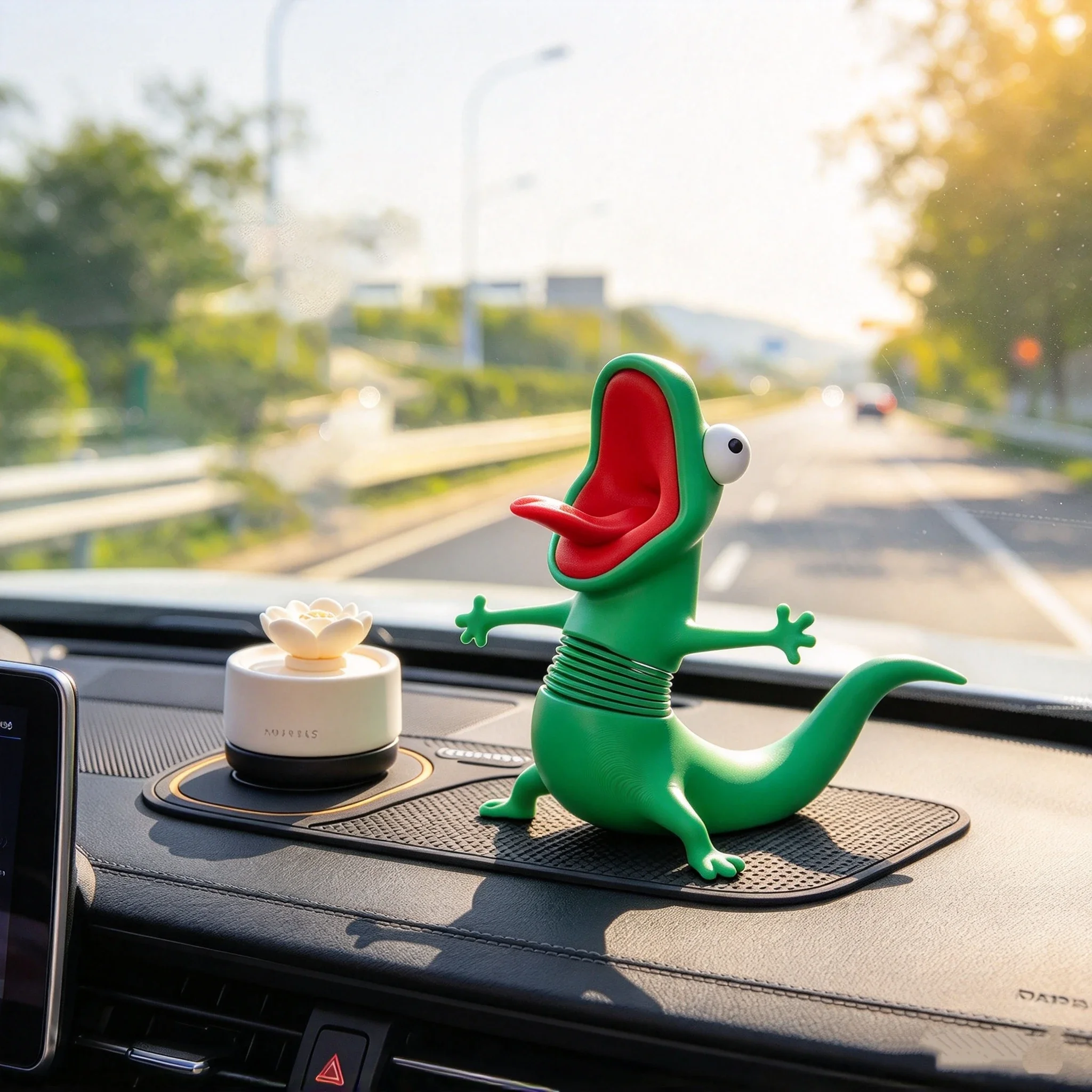 Shaking Lizard Car Dashboard Decoration Spring Dancing Bobble Head Toy Cute Stress Relief Ornament Auto Interior Accessories