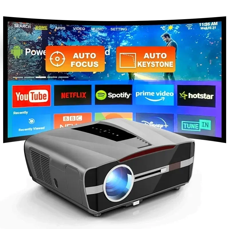 2026 4K Smart Projektor Android 9.0 5G WIFI LED Video Full HD 1080P LED Heimkino Projektor Autofokus 4K Projektoren