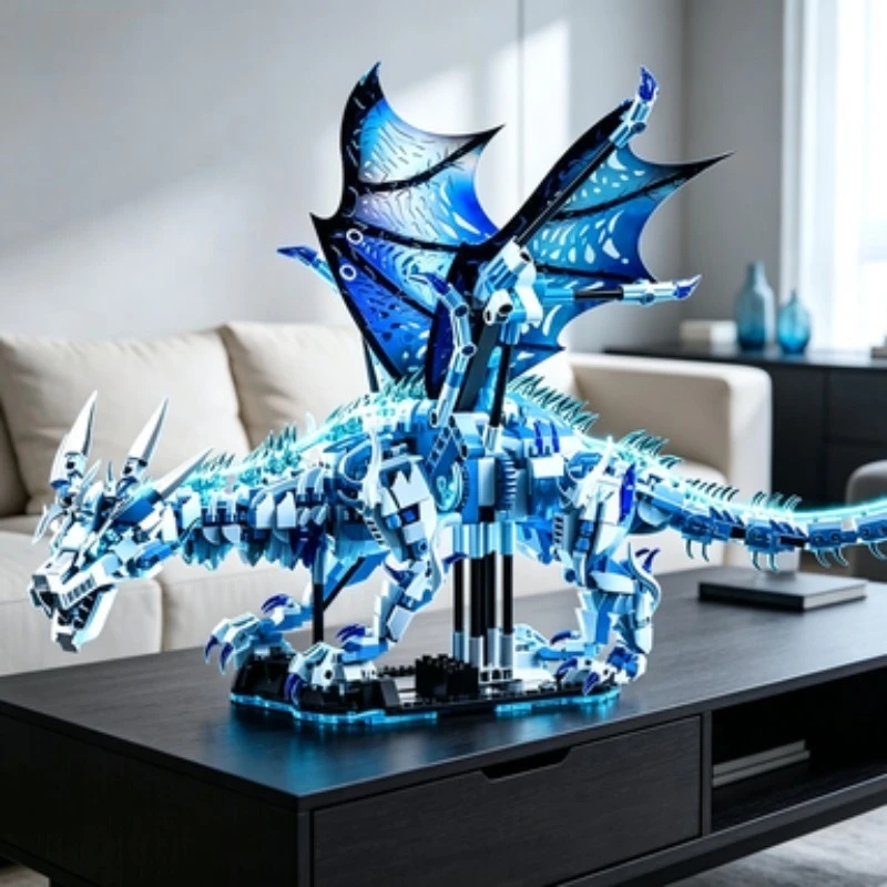 Creative 1646Pcs Ice Dragon Building Blocks,  Movable Joints MOC Model, Collectible, Party Favor & Holiday Souvenir Gift