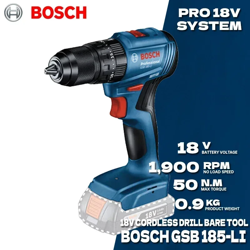 BOSCH GSB 185-LI Brushless Cordless Impact Drill 18V Electric Screwdriver Driver Multifunctional Power Tools GSB185-LI