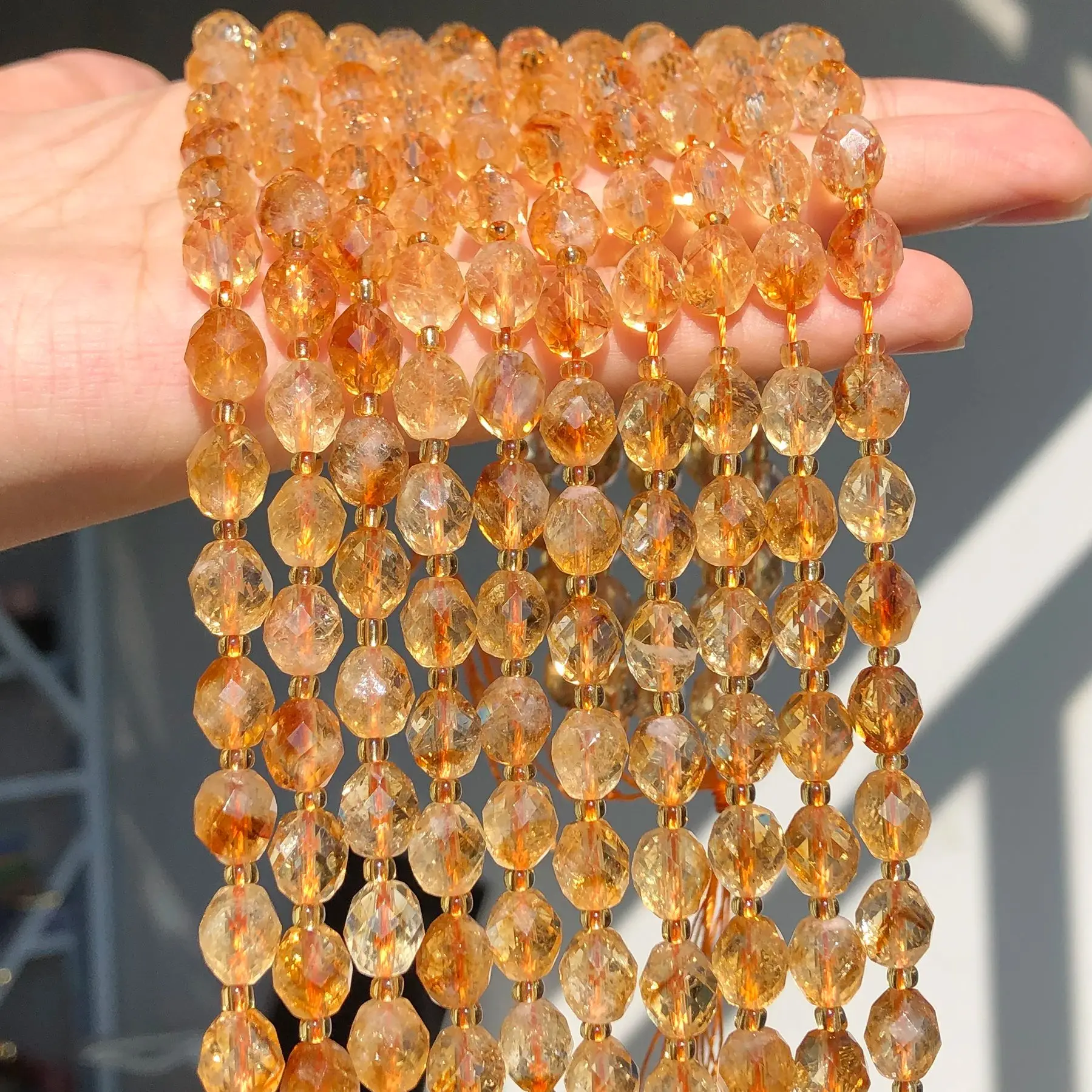 8x7mm AAA Faceted Oval Stone Natural Citrine Spacer Beads For Jewelry Making DIY Bracelets Accessories 7.5inch