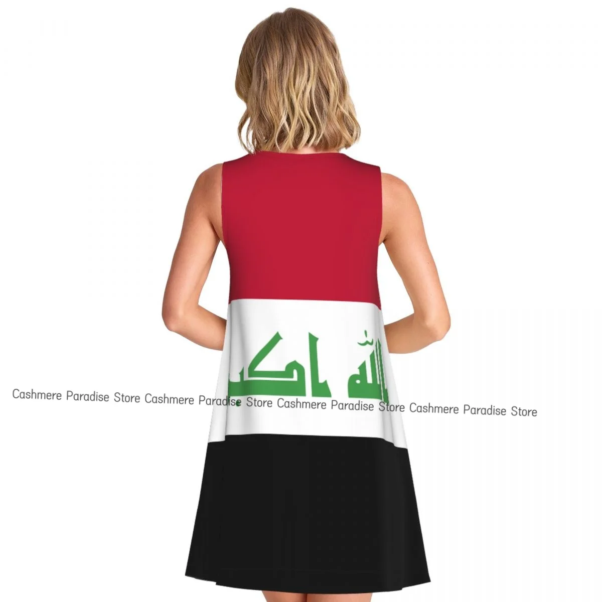 فستان نسائي بعلم العراق فساتين صيفية كاجوال تي شيرت لتغطية الشاطئ فستان بدون أكمام #2