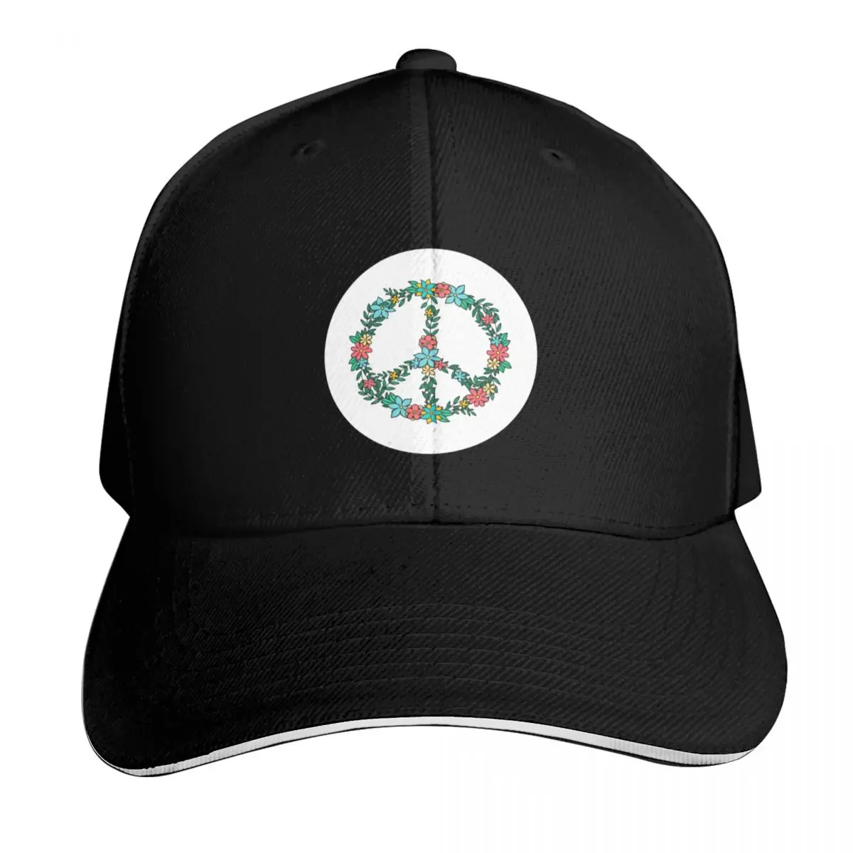 Peace Sign Flowers Peace white Love Freedom Hippie Gift Baseball Cap beach hat Luxury Hat Vintage Designer Man Women's
