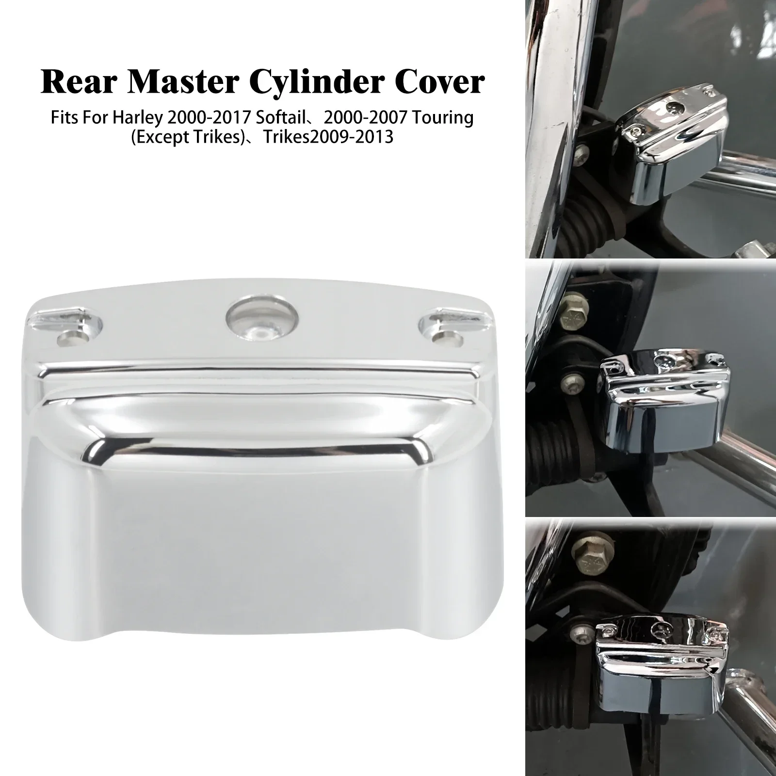 

Chrome Motorbike Rear Brake Master Cylinder Cover For Harley Heritage Softail Fatboy FLSTF 2000-2017 Touring Electra Glide 00-07