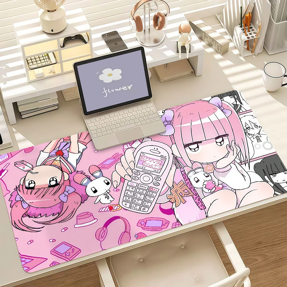 Sweet Pastel Kawaii Anime Character Large Mice Mat Mousepad Non‑Slip Rubber Base Desk Mat for Gaming Office Table Decoration