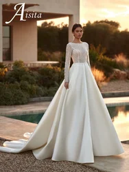 Luxury Ball Gown Vestidos De Novia O-Neck Vestido De Noiva Long Sleeves Bride Dress Vintage Princess Bridal Gown Customized