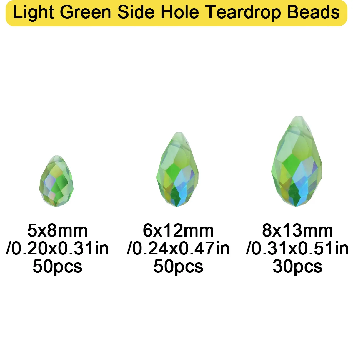 Green AB Side Hole Water Drop Crystal Glass Loose Beads 30-50Pcs 5x8/6x12/8x13mm DIY Jewelry Making Bracelets Necklaces Earrings