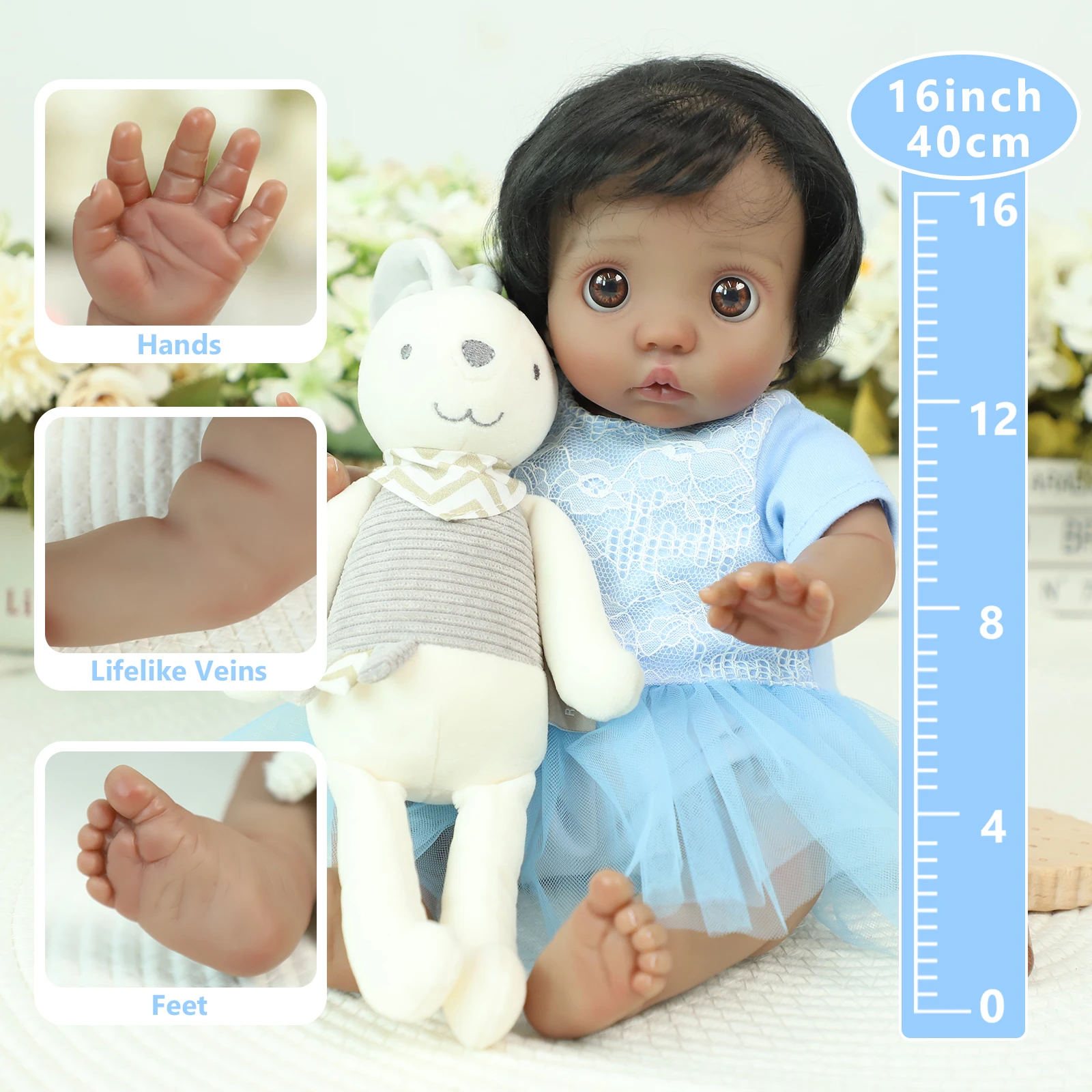 Bonecas reborn realistas, 20 polegadas, bonecas recém-nascidas realistas, corpo de pano macio com brinquedo de alimentação para crianças de 3 anos ou mais