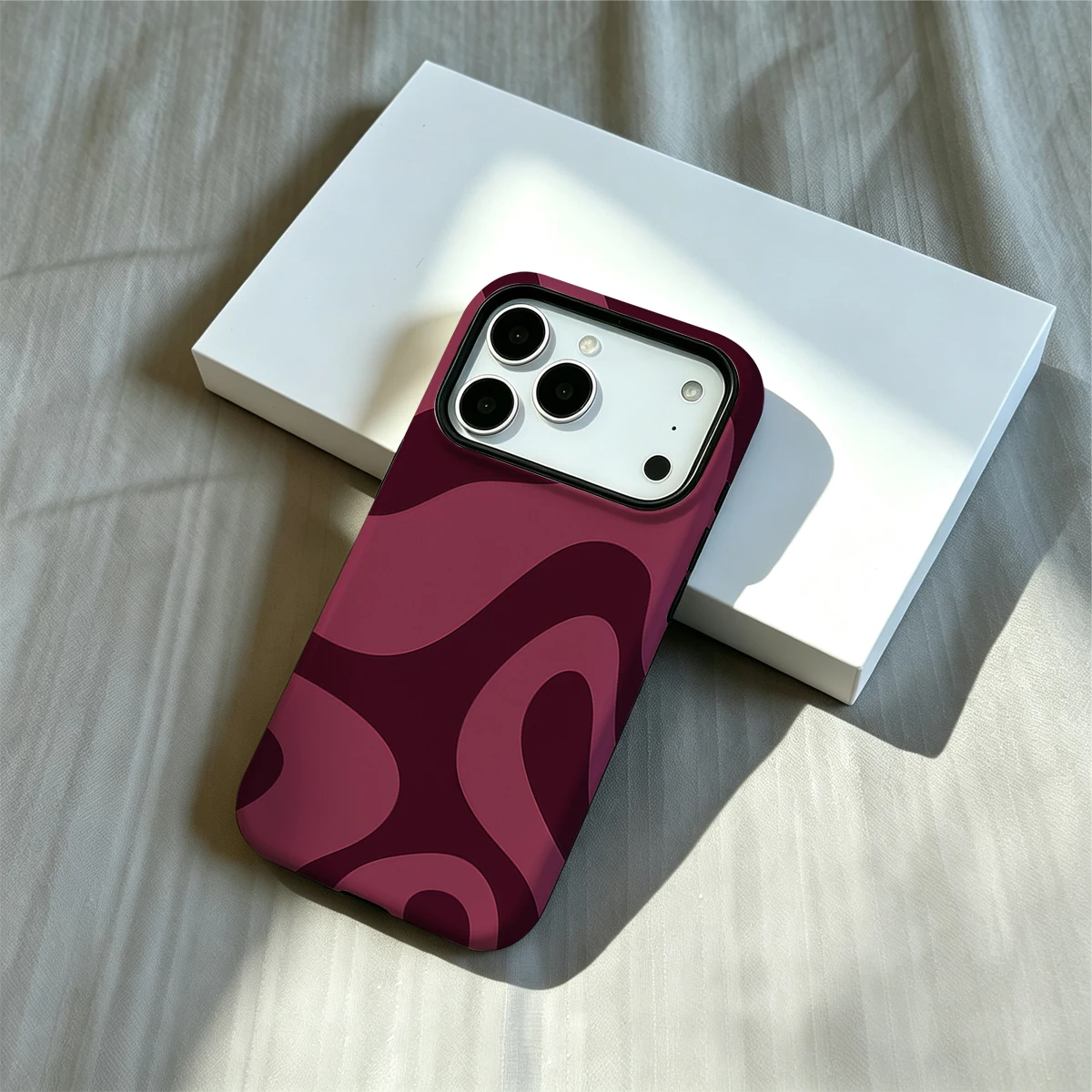 Maroon Wave Phone Case For Magnetic Phone Case for IPhone 18 17 16 15 14 13 Pro Max Plus Single Double-layer tough Case