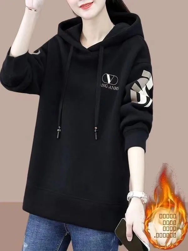 เสื้อฮู้ดดี้ผู้หญิง ความยาวปานกลาง แฟชั่น ทันสมัย สำหรับฤดูใบไม้ร่วงและฤดูหนาว รุ่นใหม่ ไซส์ใหญ่ ไซส์เล็ก  ทันสมัย สไตล์สตรีทแวร์