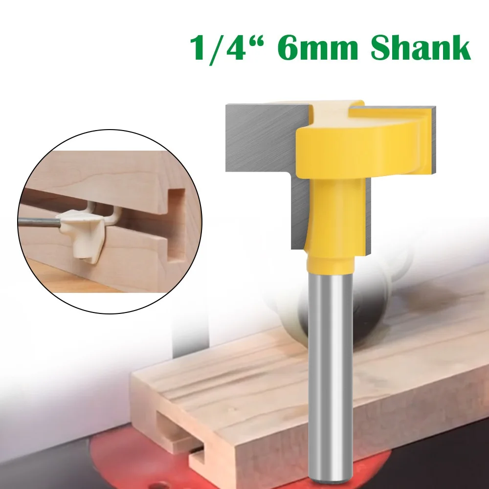 6mm 6.35mm Shank T-Slot Milling Straight Edge Slotting Knife Cutter Router Bits Milling Cutting Handle for Wood Working