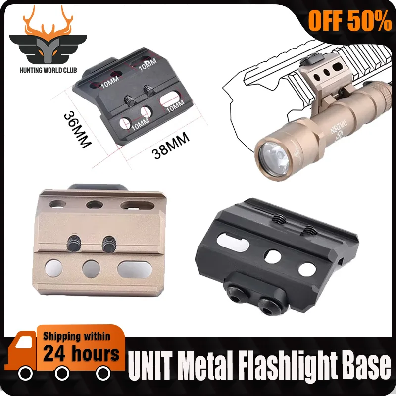 WADSN Tactical Metal Flashlight Base Adapter Mount Fit Surefir M600 M300 Fit 20mm Rail Airsoft Weapon Hunting Light Accessories