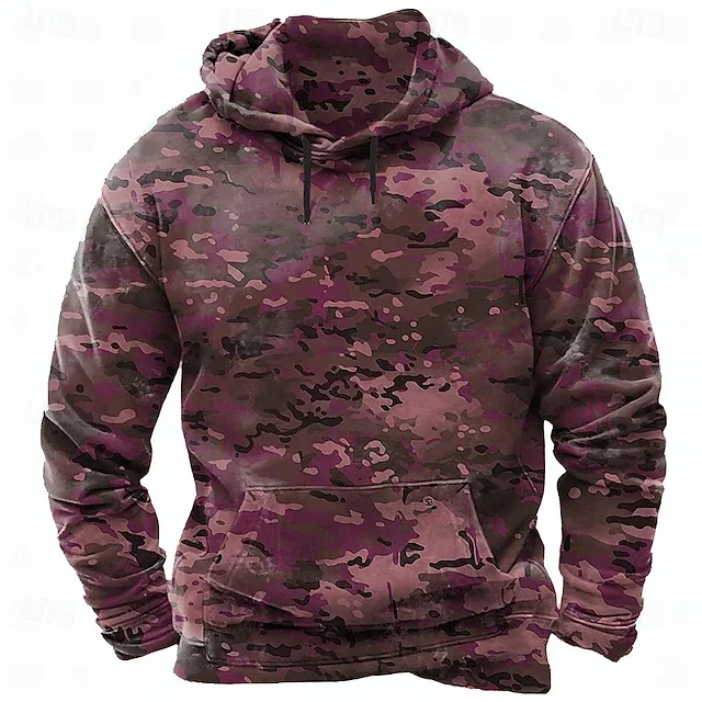 Herren Vintage Camouflage 3D-Druck Hoodie Taktischer Militär-Camo-Pullover Kapuzenpullover Outdoor Streetwear Top – Detail 4