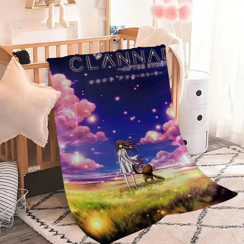 Anime Clannad Throw Summer Blankets for Decorative Sofa Microfiber Blanket Fluffy Knee Bed Bedding Double Fleece Soft Nap Luxury