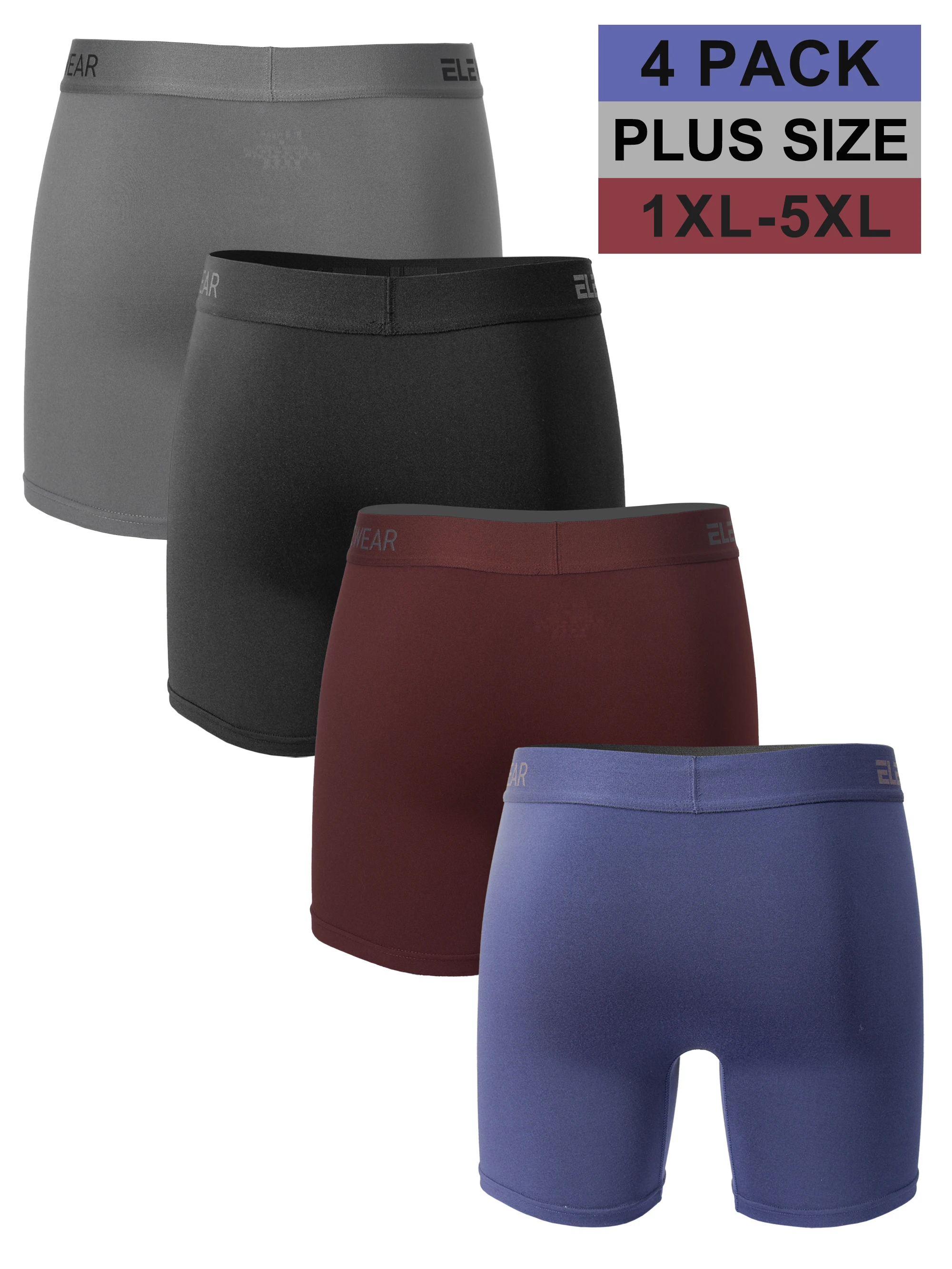 4 حزمة الرجال الملابس الداخلية مع افتتاح تنفس الرجال Boxershorts الرجال سراويل داخلية حجم كبير 1XL-5XL موضة الملاكمين موجز