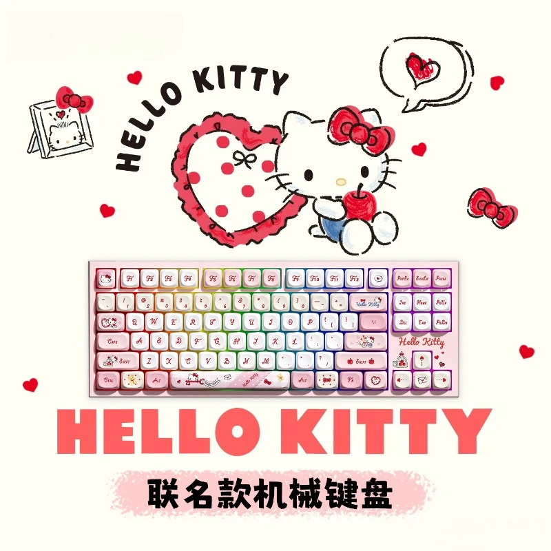 Sanrio RGB Tri-Mode Mechanical Keyboard Bluetooth Wireless  Wired Hot Swappable Keyboard for PC Office Gaming Laptop Desktop view 2