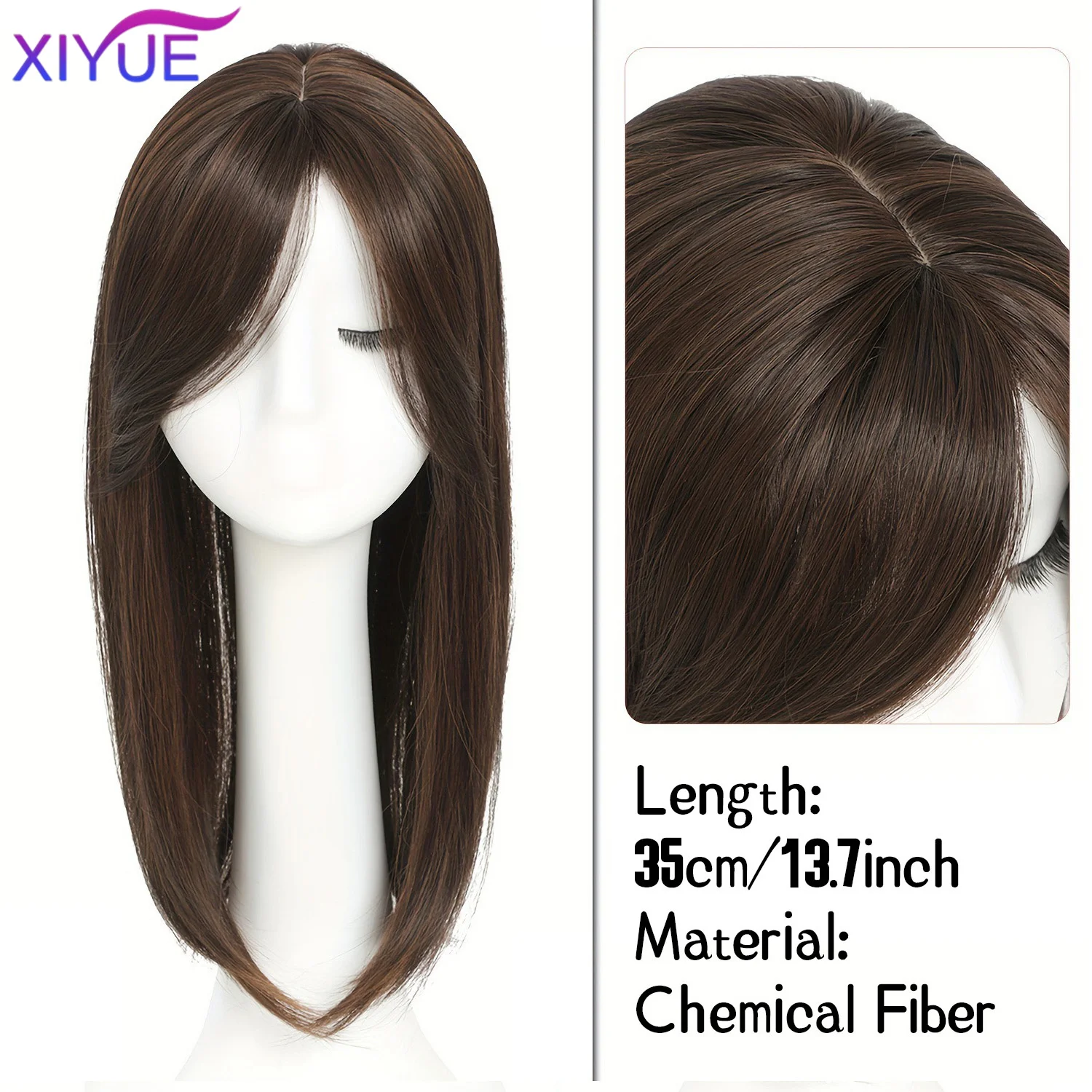 XIYUE Synthetic False Bangs Clip-In Bangs Extension Natural Neat Fake Fringe Topper Hairpiece Invisible Clourse Hairpieces