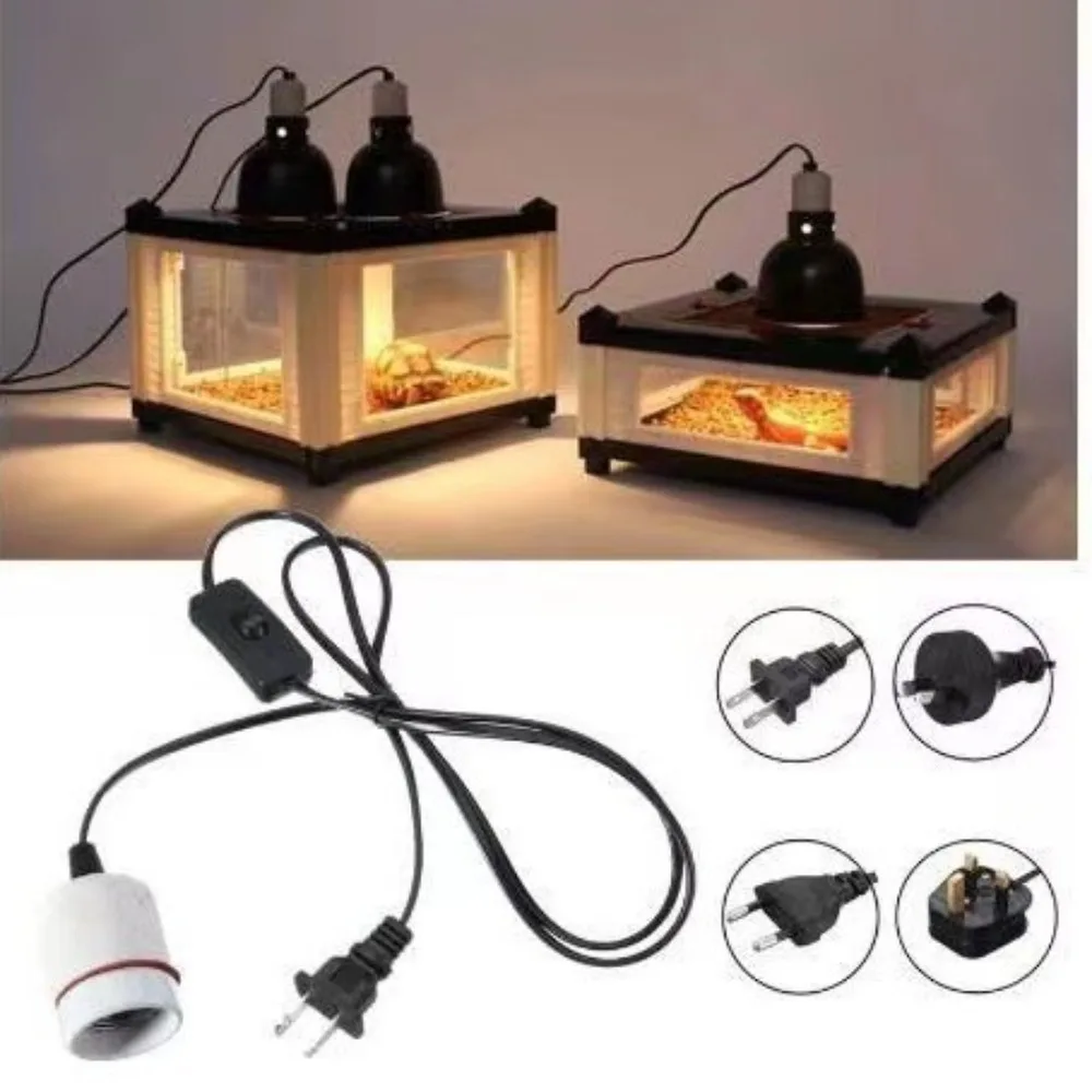 Reptile Heat Lamp Holder, Reptile Ceramic Socket E27 Compatible for Reptiles Terrariums Gecko Lizard Heat UVB UVA Bulb, No Bulb