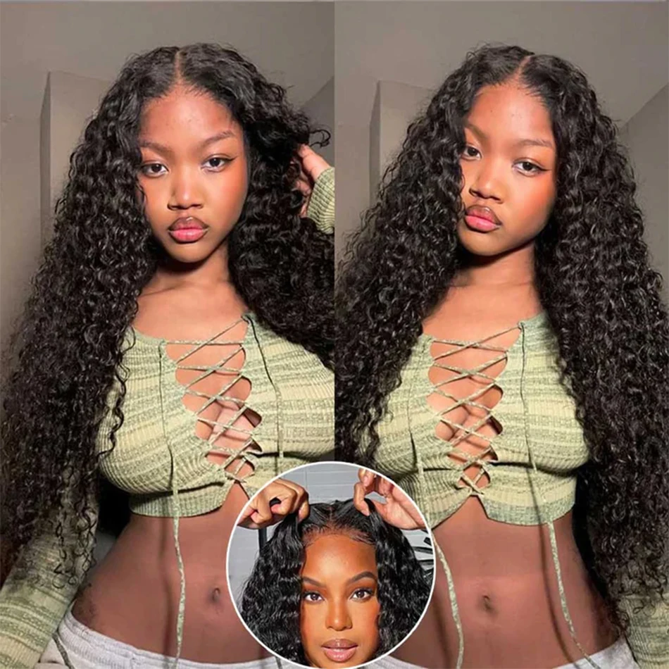 

30inch Water Wave Curly Lace Frontal Wigs Human Hair 13x4 HD Deep Wave Lace Frontal Wig Wear Go Glueless Wigs For Women On Sale