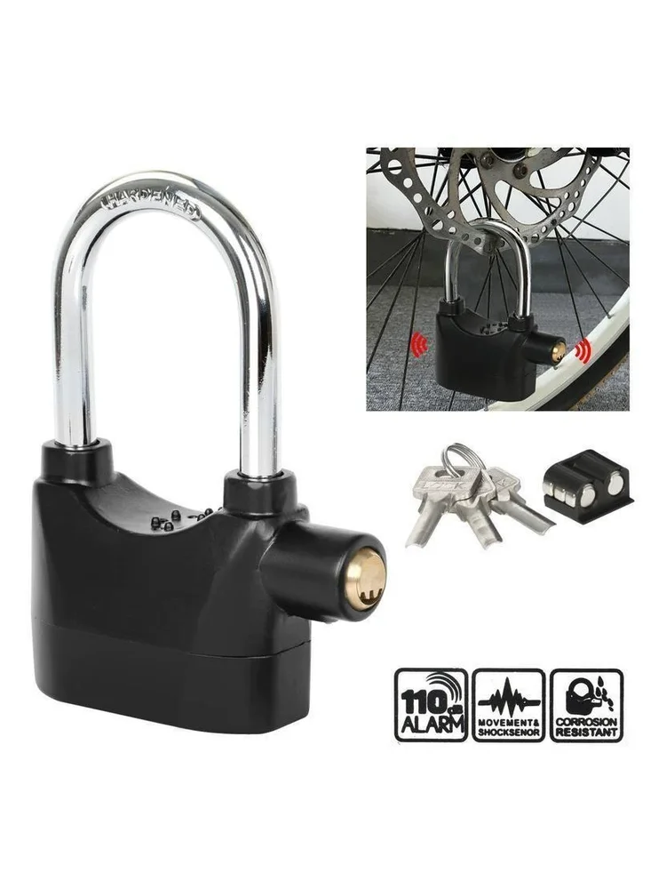 AliExpress NONE Built-in Movement Sensor Security 110db Siren Alarm Lock Universal Anti-Theft Padlock for Bicycle Motorcycle Door Gate