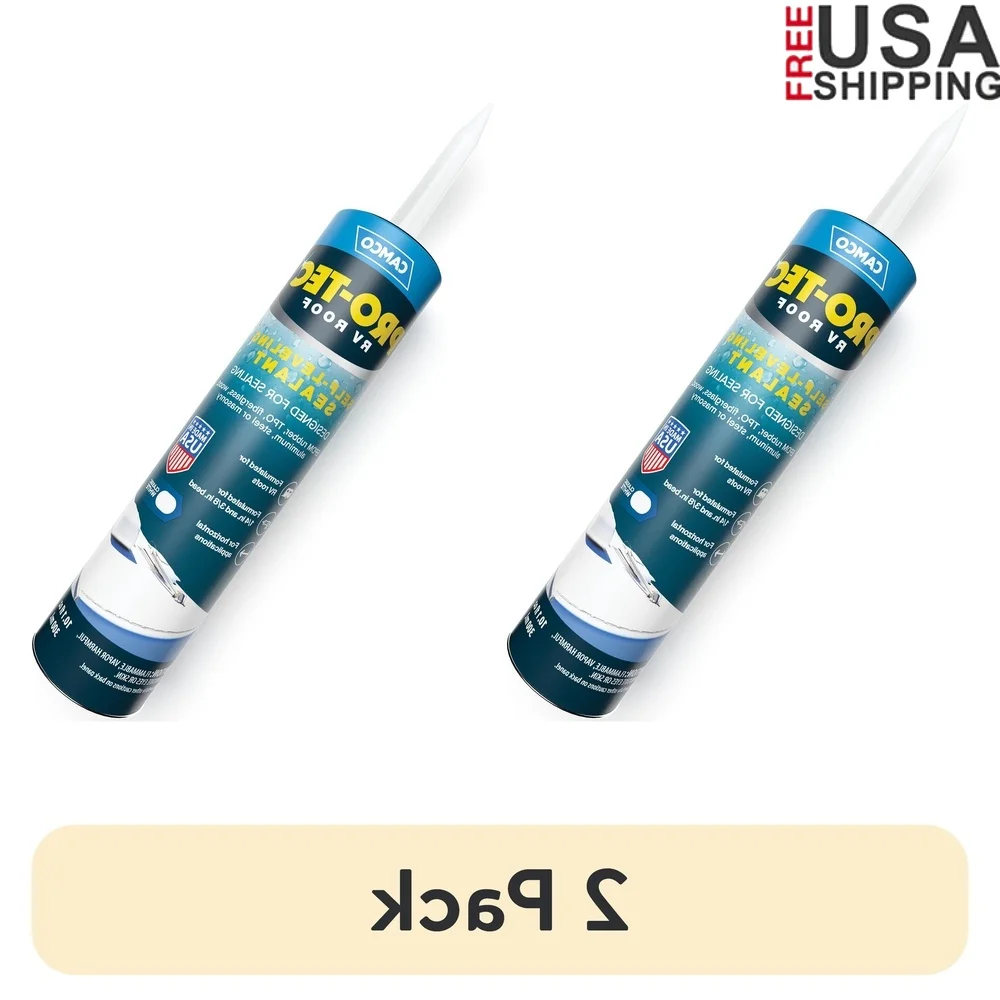 

2 Pack Self-Leveling RV Roof Sealant Multi-Surface Weatherproof Sealant RVs Easy Application EPDM Fiberglass TPO Aluminum Wood