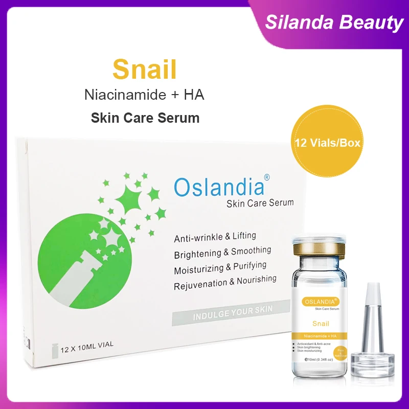 

Oslandia Snail Niacinamide HA Face Essence Antioxidant Brightening Hydrating Anti-acne Skin Facial Serum 10mLx12 Vials/Box