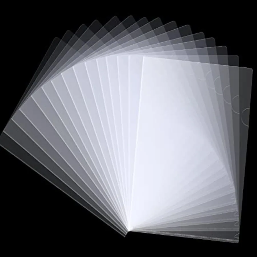 

100 Pcs Clear Document Folder Project Pocket for US Letter A4 Size Transparent LType Plastic Folder