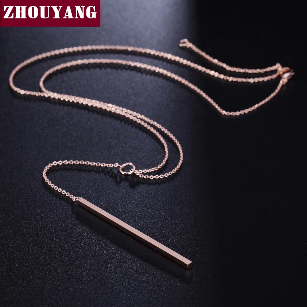 Anti Allergy Hot Sale Y Style Chain Long Necklaces & Pendants Rose Gold Color Fashion Jewelry For Women Colares N601