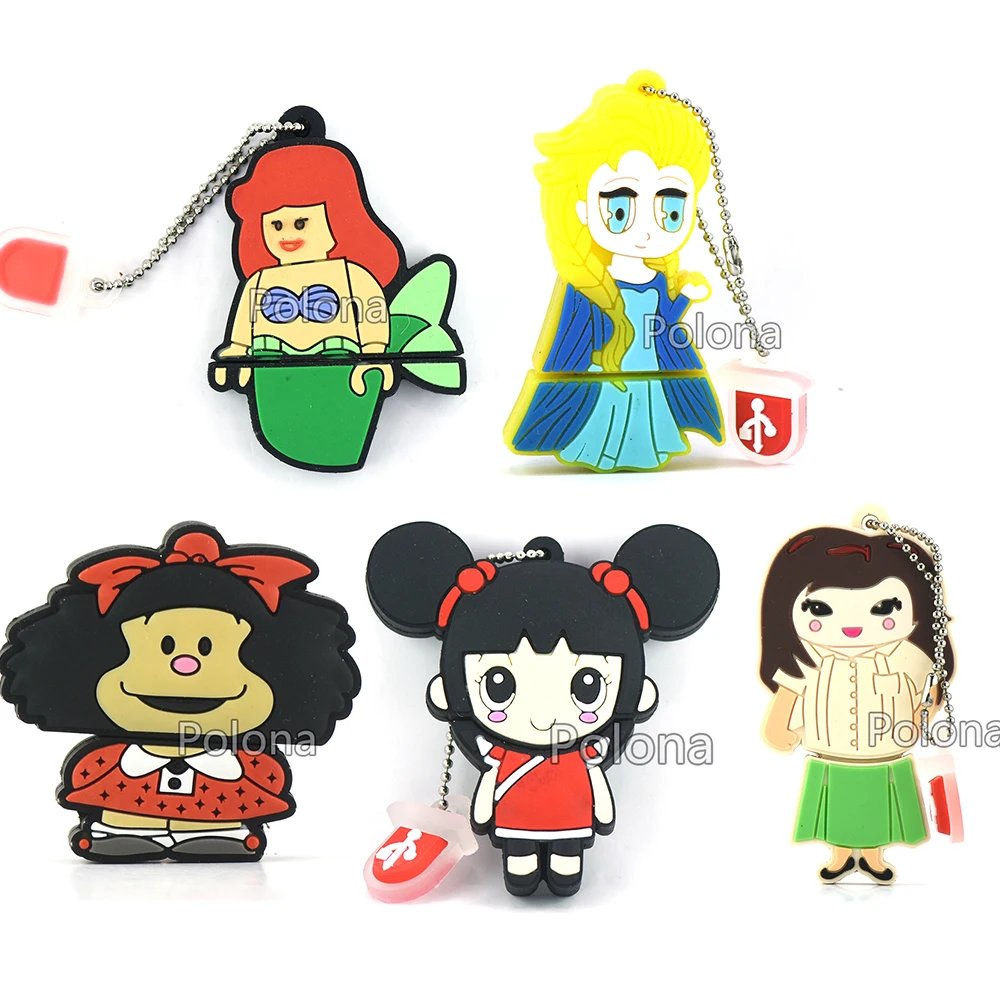 Chiavette Usb 1GB 2GB 4GB 8GB 16GB 32GB Pen Drive 64GB 128GB Cartoon Girl Pendrive Memory Stick Pen Driveme Memorias Usb
