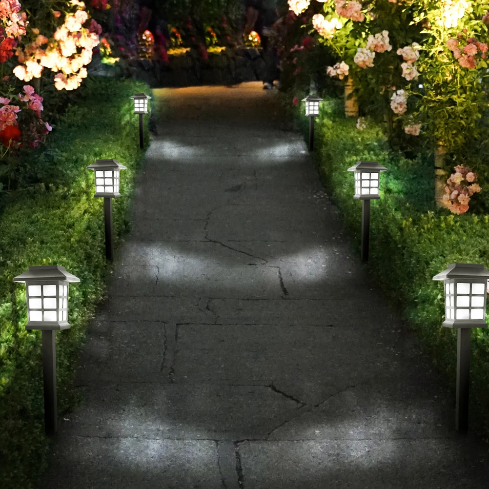 

5pcs Solar Lights House Shaped LED Pathway Lanterns Garden Yard Decor L scape Solar Stake Lights Lighting Stake Outdoor