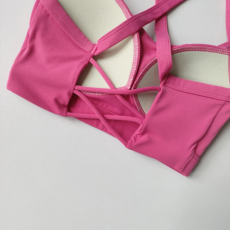 Sportunterwäsche für Frauen mit dünnen Trägern, schönem Rücken, stoßfestem Lauf-Yoga-Anzug, Weste, Pilates-Training, Fitness-BHs – Detail 17
