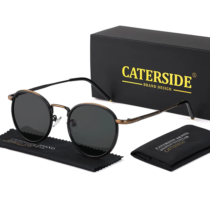 CATERSIDE Retro Runde Sonnenbrille für Herren, Punk-Metallrahmen, Markendesign, Sonnenbrille für Damen, Party, Reisen, Business, UV400 – Detail 6