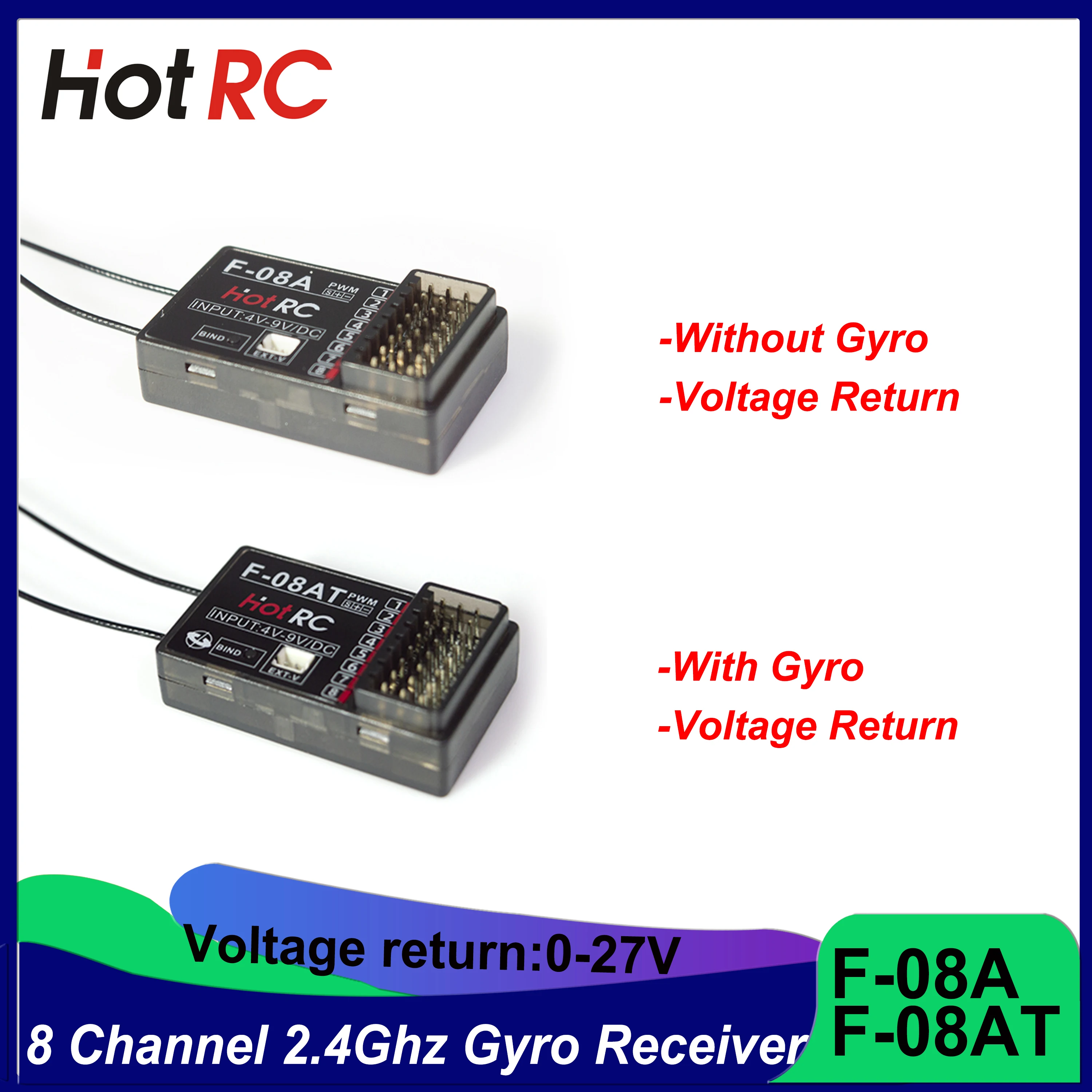 

HOTRC 8 Channel 8CH Transmitter Remote Control 2.4Ghz Voltage Return Gyro Receiver for CT-8A HT-8A RC Car Boat Tank Plane Drone