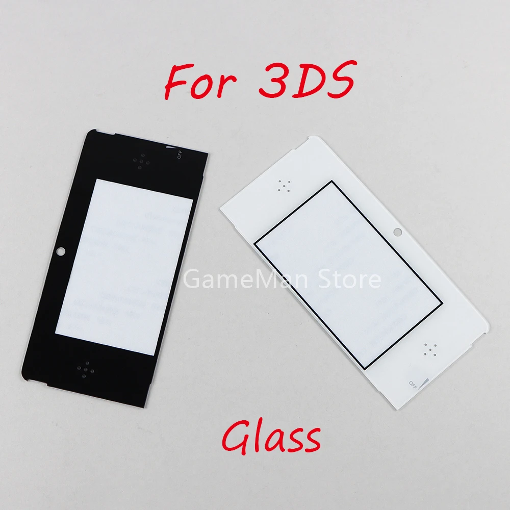 Cubierta de lente de marco de pantalla LCD frontal superior de vidrio blanco y negro de repuesto para 3DS, 2 piezas por lote