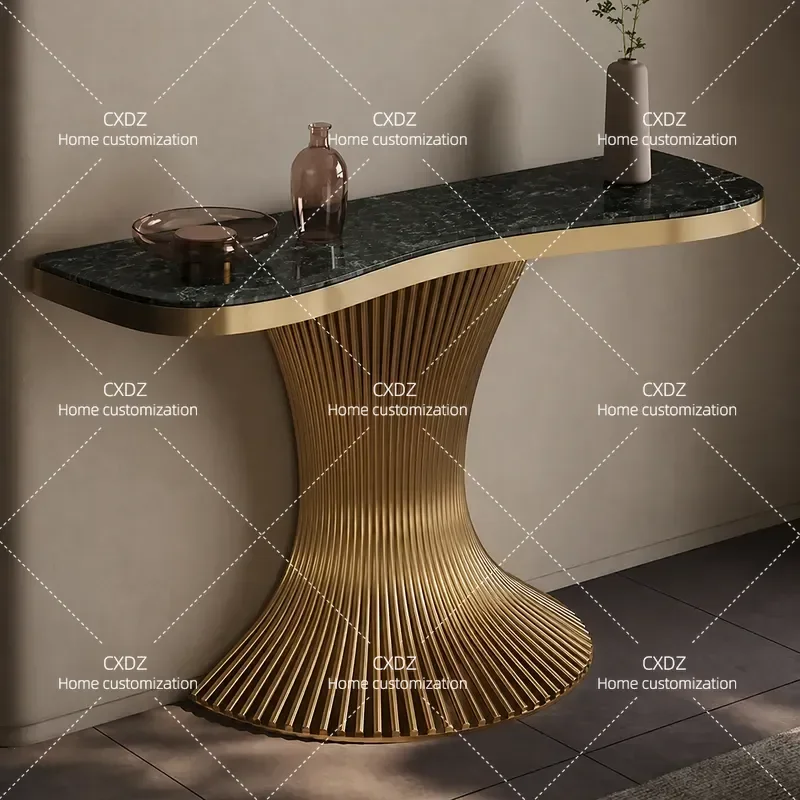 Modern Light Luxury Rock Slab Entrance Table Simple End View Console for Hotel Corridor Hallway Home Decor Strip Case Design