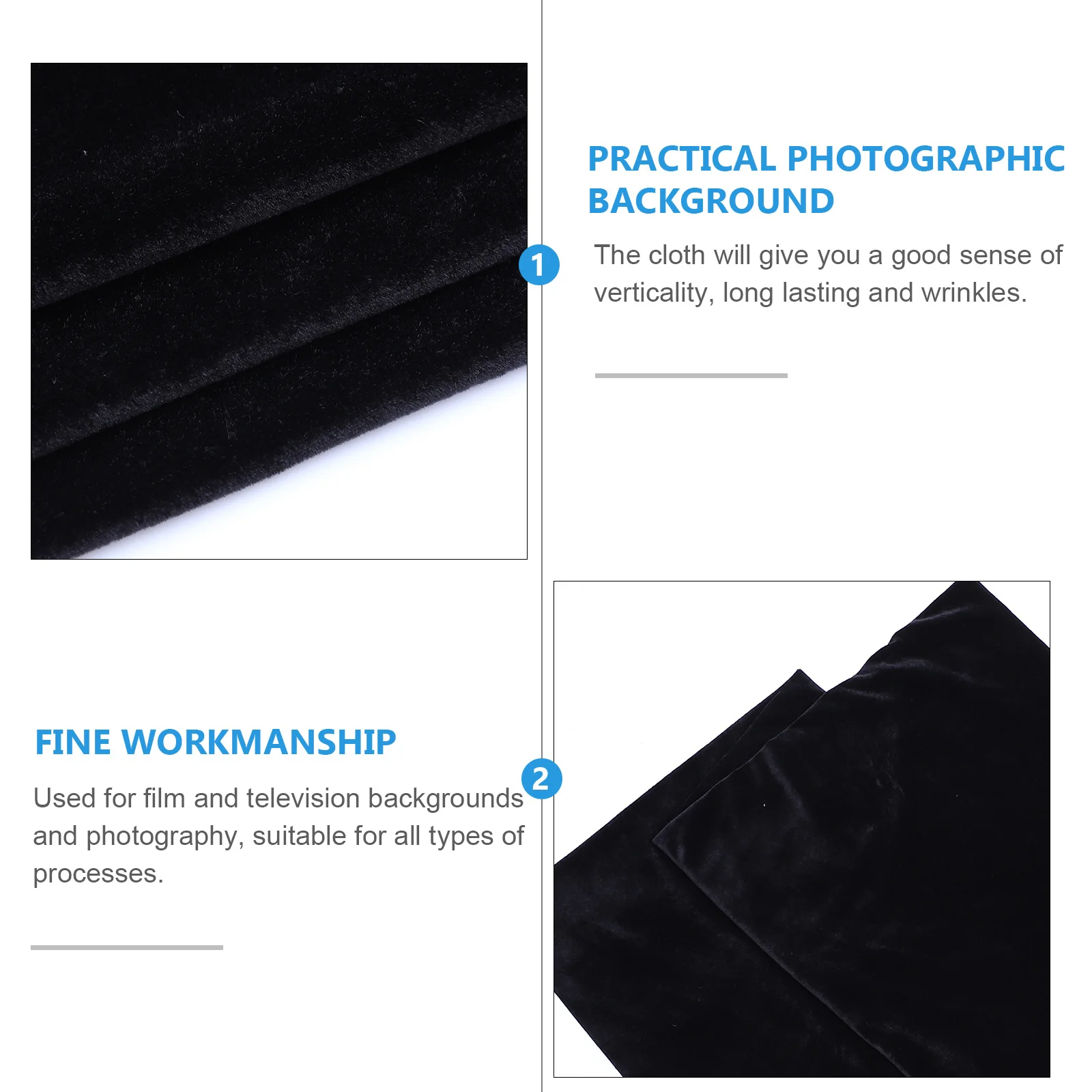 

1Pcs Black Premium Fabric Backdrop Smooth Wear-Resistant Washable Photography Background for Studio Use
