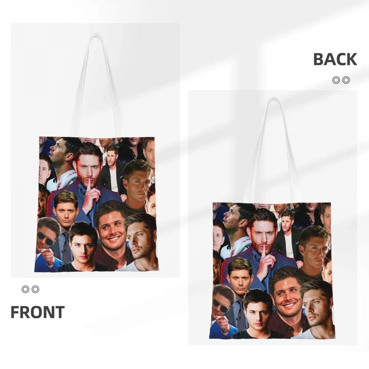 Jensen Ackles Photo Collage Shopping Bags Foldable Canvas The Tote Bag Women Shoulder Tote Travel Handbag