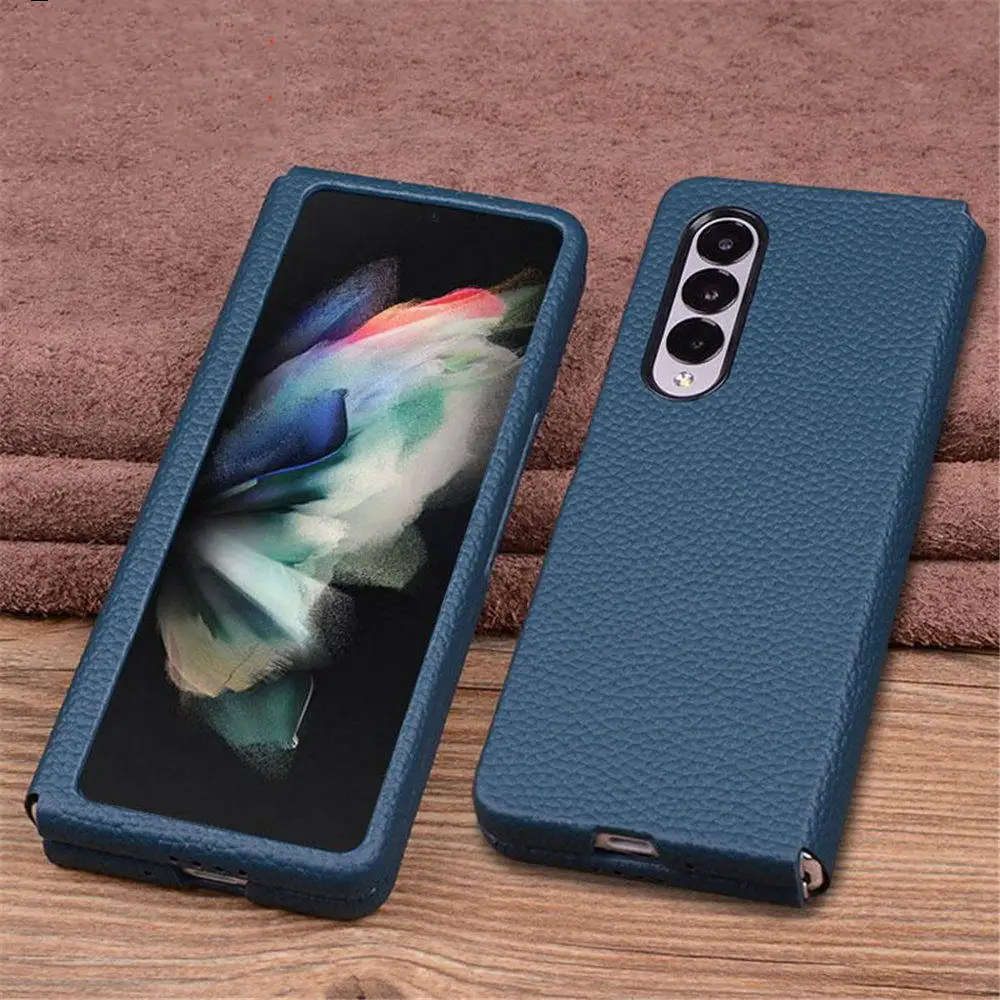 Premium Genuine Leather Flip Case for Samsung Galaxy Z Fold5 4 Retro Business Armor Back Cover